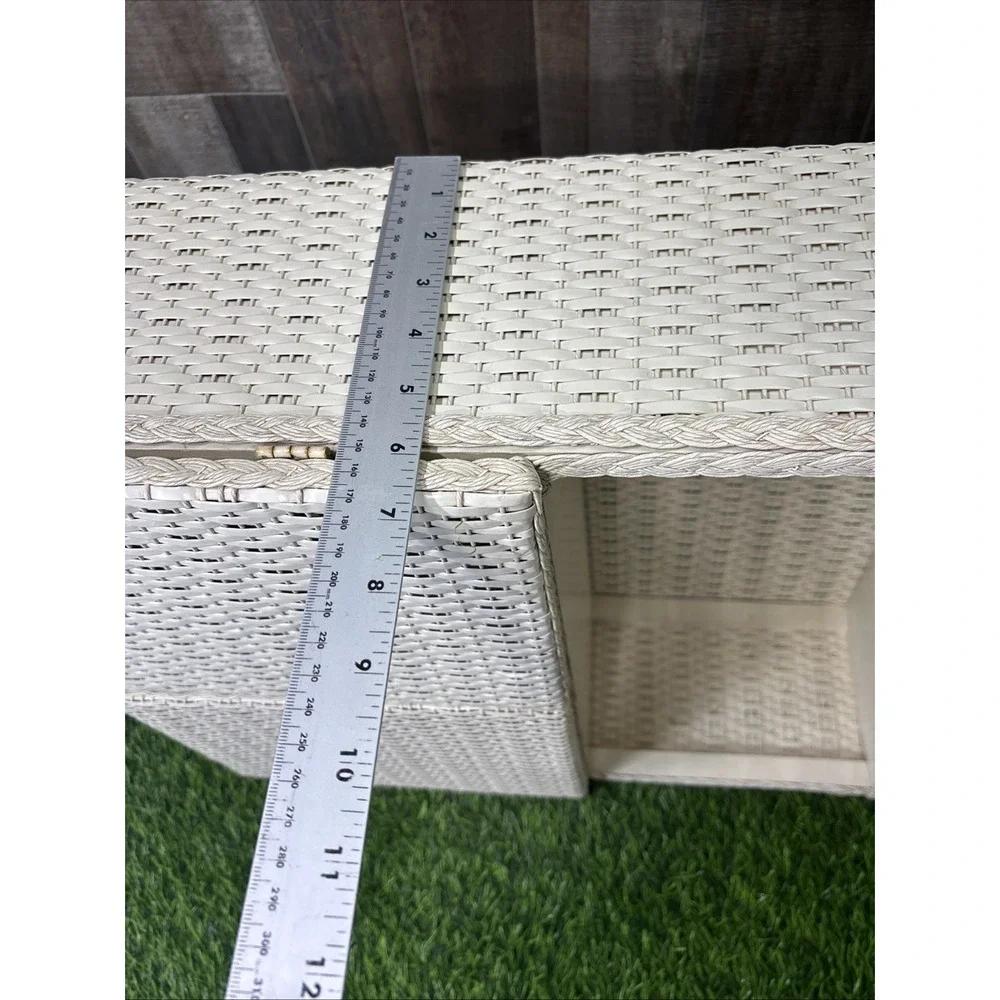 Vintage White Wicker Cabinet Coquette Cottagecore Bathroom Storage Shelf